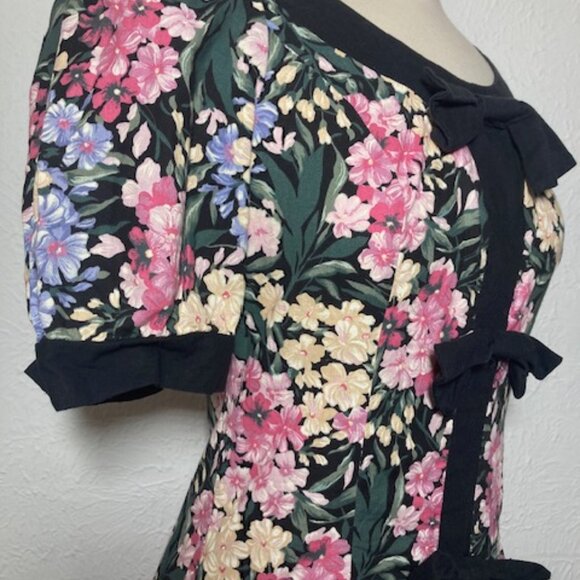 VINTAGE 80's Floral Party Dress - Breakin' Loose - M - Picture 2 of 14